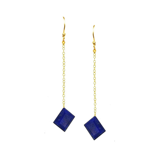 Lapis Lazuli Long Dangle Earrings - One Color / One Size - Jewelry & Accessories - Earrings - Drop Earrings
