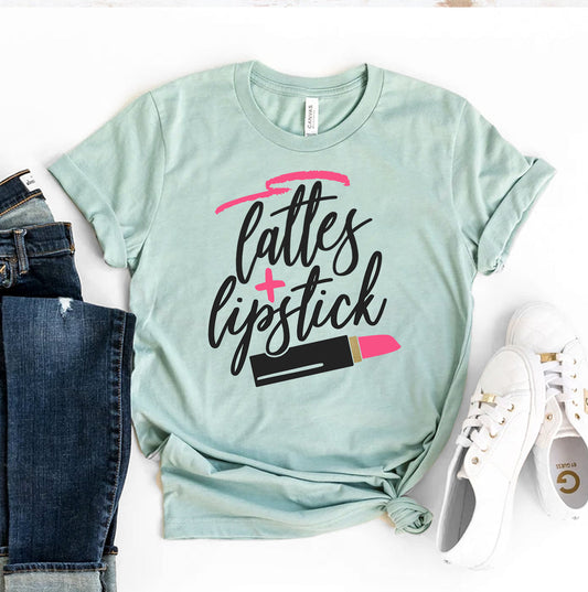 Lattes + Lipstick T-Shirt - Women’s Fashion - Women’s Clothing - Tops & Tees - T-Shirts