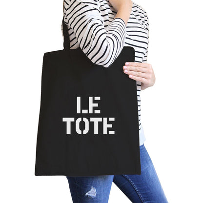 Le Tote Black Canvas Bag Unique Design Printed Cotton Eco Bags - One Color / One Size - Bags & Luggage - Women’s Bags