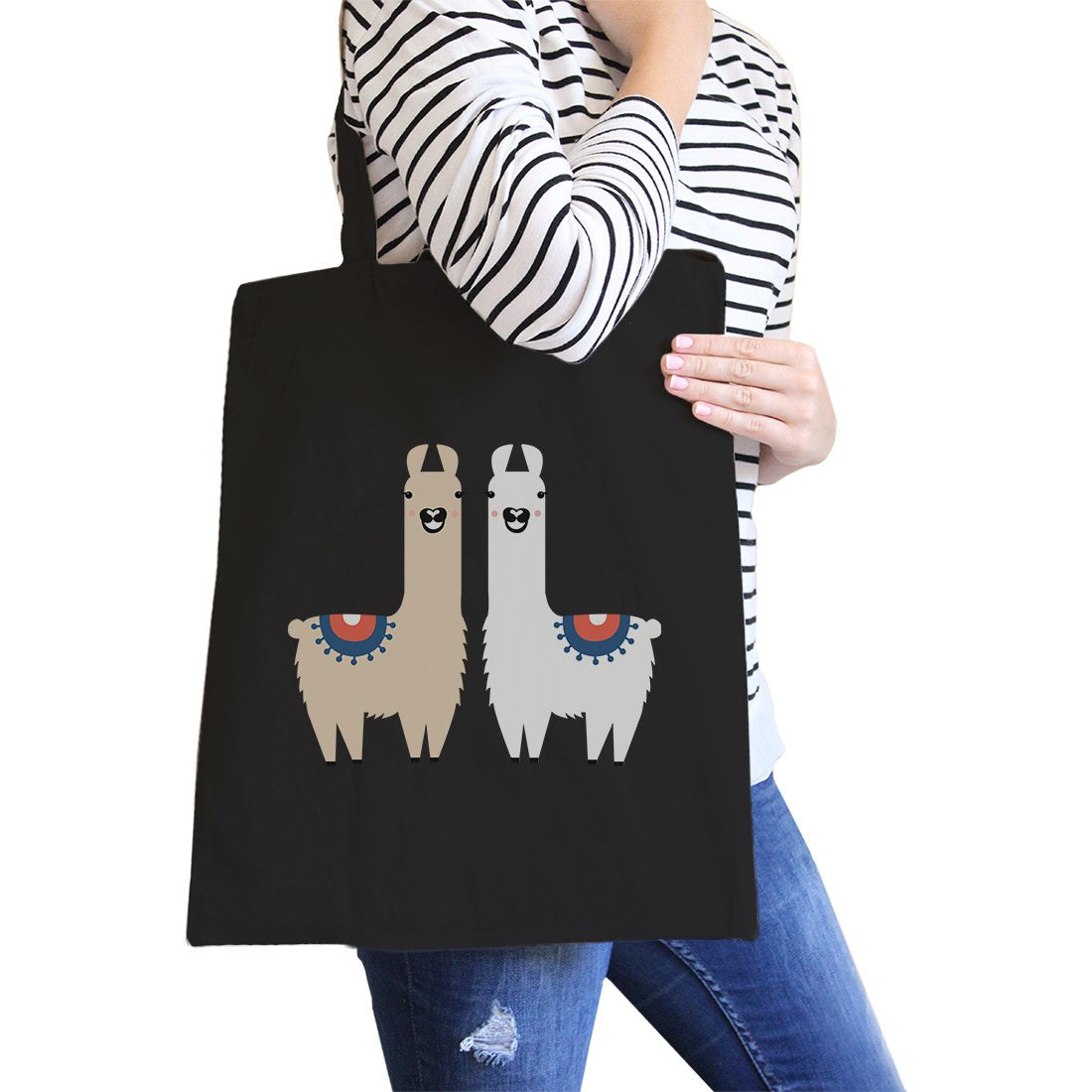 Llama Pattern Canvas Shoulder Bag Cute Foldable Tote Bag - Bags & Luggage - Women’s Bags