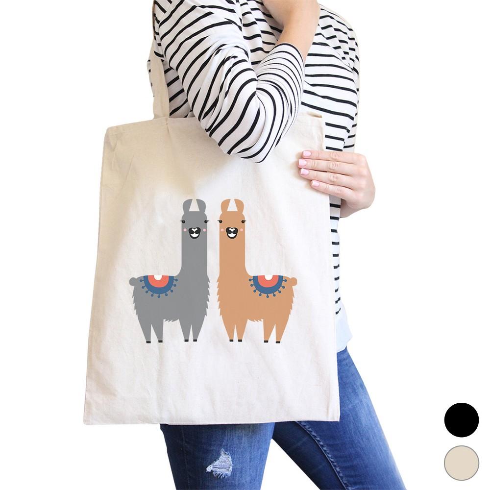Llama Pattern Canvas Shoulder Bag Cute Foldable Tote Bag - Bags & Luggage - Women’s Bags