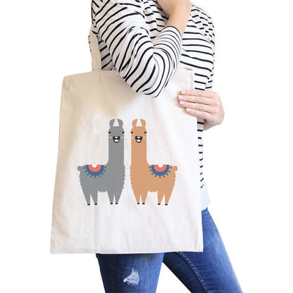 Llama Pattern Canvas Shoulder Bag Cute Foldable Tote Bag - Natural - Bags & Luggage - Women’s Bags
