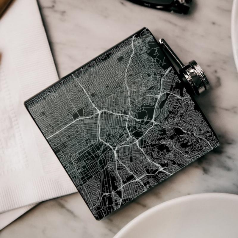 Los Angeles - California Map Hip Flask in Matte Black - Drinkware