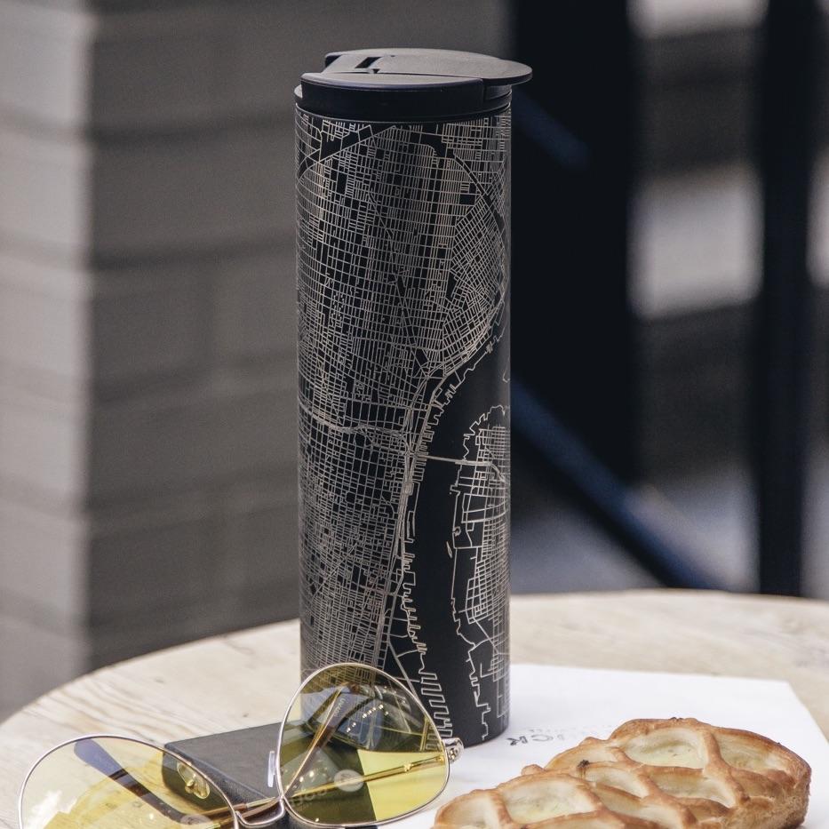 Los Angeles - California Map Tumbler in Matte Black - Drinkware