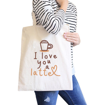 Love a Latte Canvas Shoulder Tote Bag - Natural - Bags & Luggage - Women’s Bags