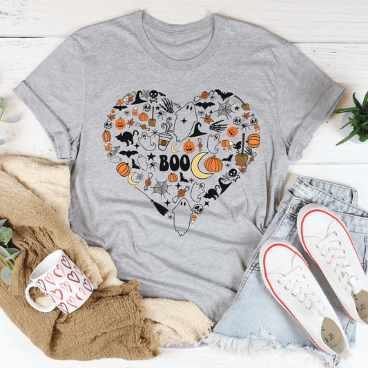 Love Halloween Doodle Tee - S / Athletic Heather - Women’s Fashion - Women’s Clothing - Tops & Tees - T-Shirts