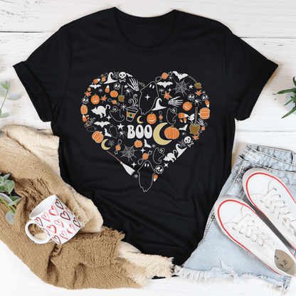 Love Halloween Doodle Tee - S / Black Heather - Women’s Fashion - Women’s Clothing - Tops & Tees - T-Shirts