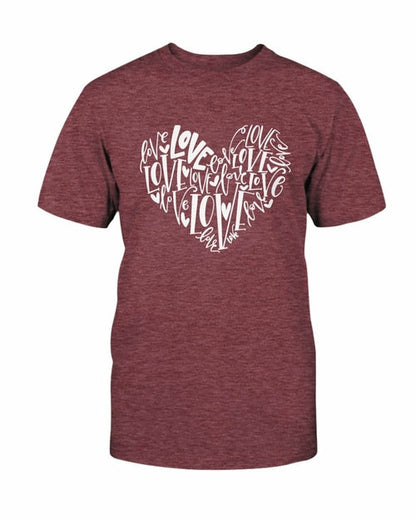 Love Heart T-Shirt - 2XL / Heather Cardinal - Women’s Fashion - Women’s Clothing - Tops & Tees - T-Shirts