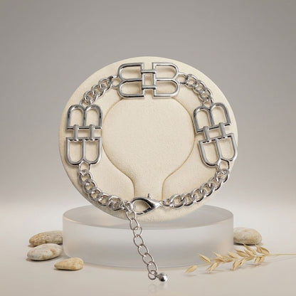 Luxe Silver Linked Letter B Heritage Anklet
