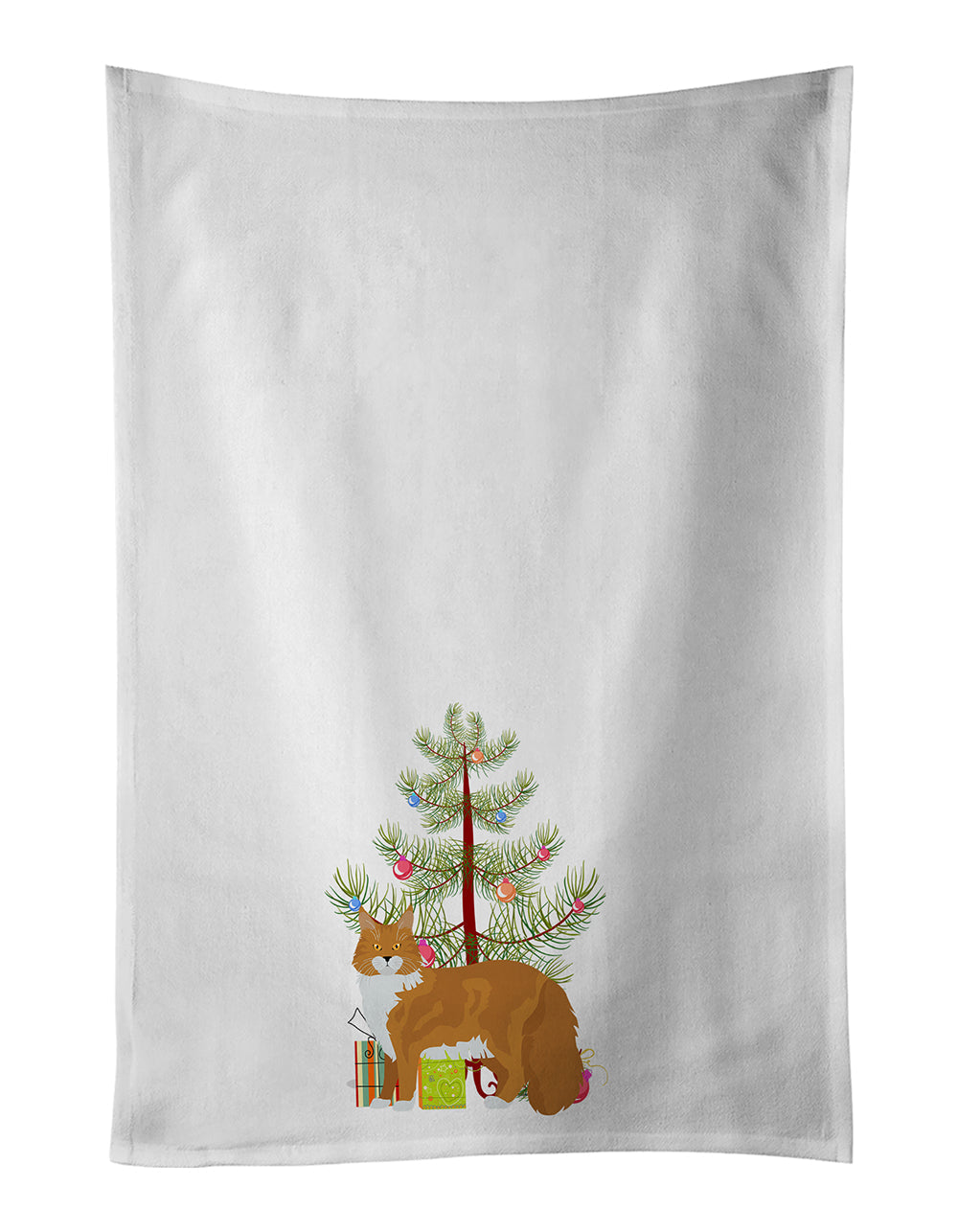Maine Coon Cat Christmas Kitchen Towel Set of 2 - One Color / One Size - Home & Garden - Home Textile - Towels