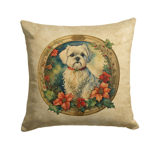 Maltese Christmas Flowers Throw Pillow - One Color / One Size - Home & Garden - Home Textile - Pillows