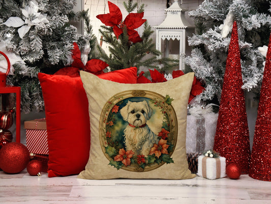 Maltese Christmas Flowers Throw Pillow - One Color / One Size - Home & Garden - Home Textile - Pillows