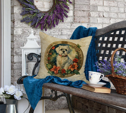Maltese Christmas Flowers Throw Pillow - One Color / One Size - Home & Garden - Home Textile - Pillows