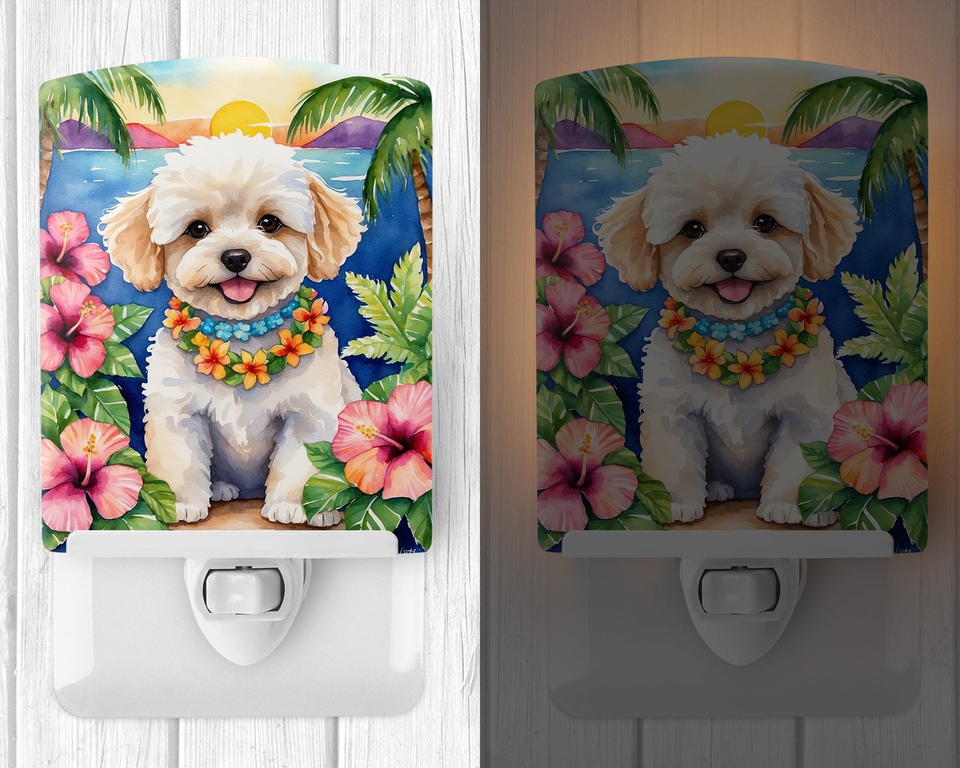 Maltipoo Luau Ceramic Night Light - One Color / One Size - Home & Garden - Home Improvement - Lights & Lighting - Night