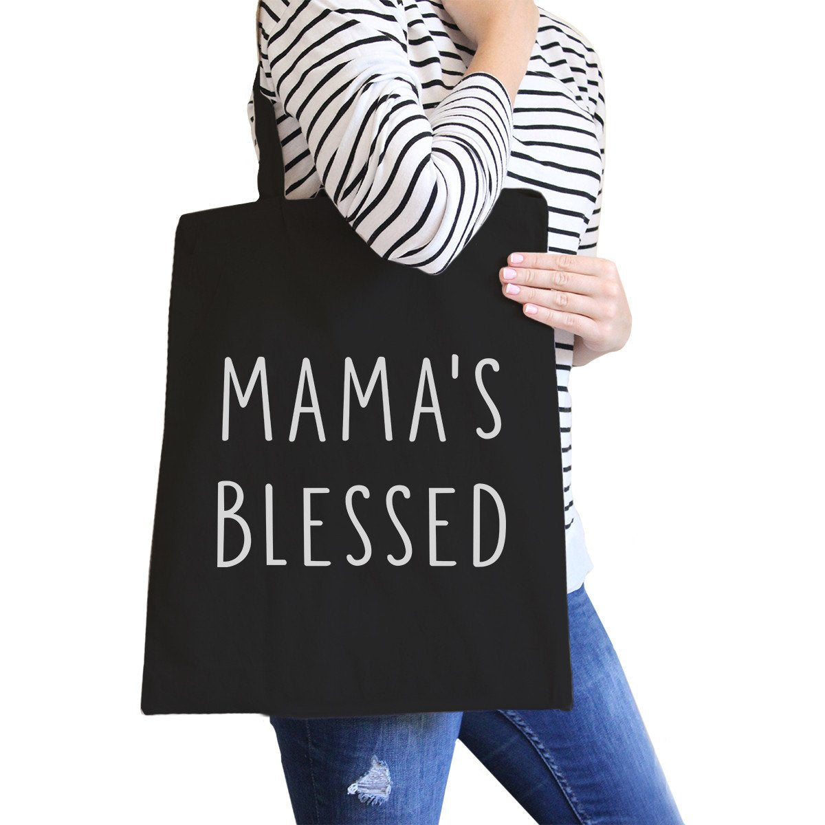 Mama’s Blessed Black Canvas Teacher Tote Bag for Mother’s Birthday - One Color / One Size - Bags & Luggage - Women’s