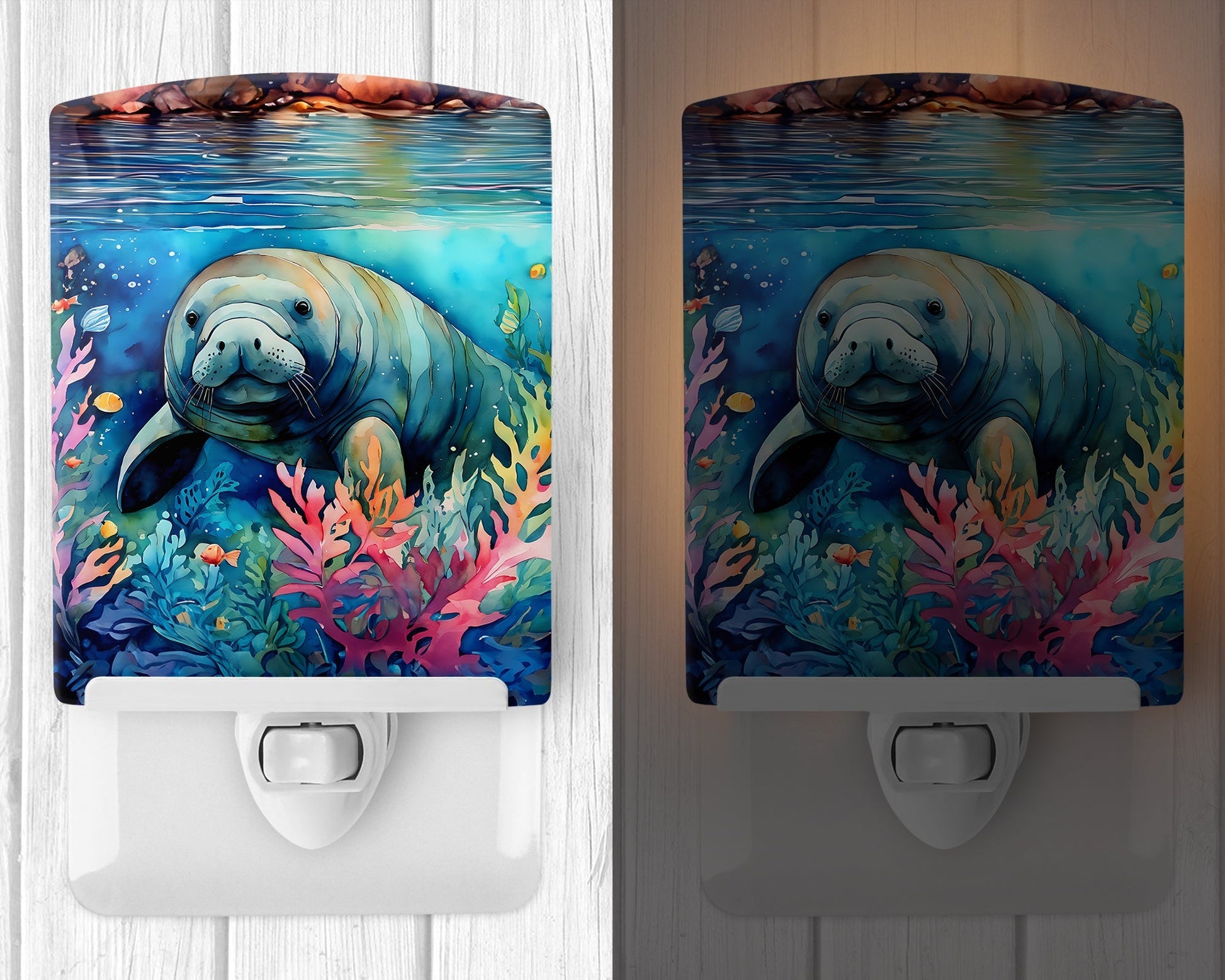 Manatee Ceramic Night Light - One Color / One Size - Home & Garden - Home Improvement - Lights & Lighting - Night Lights