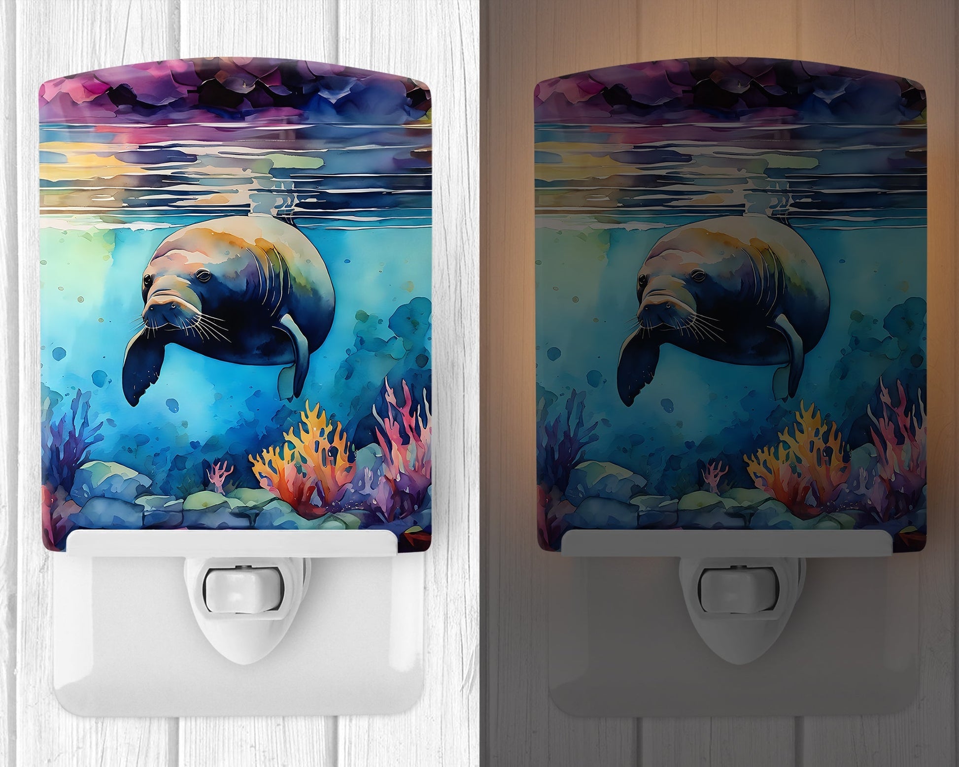 Manatee Ceramic Night Light - One Color / One Size - Home & Garden - Home Improvement - Lights & Lighting - Night Lights