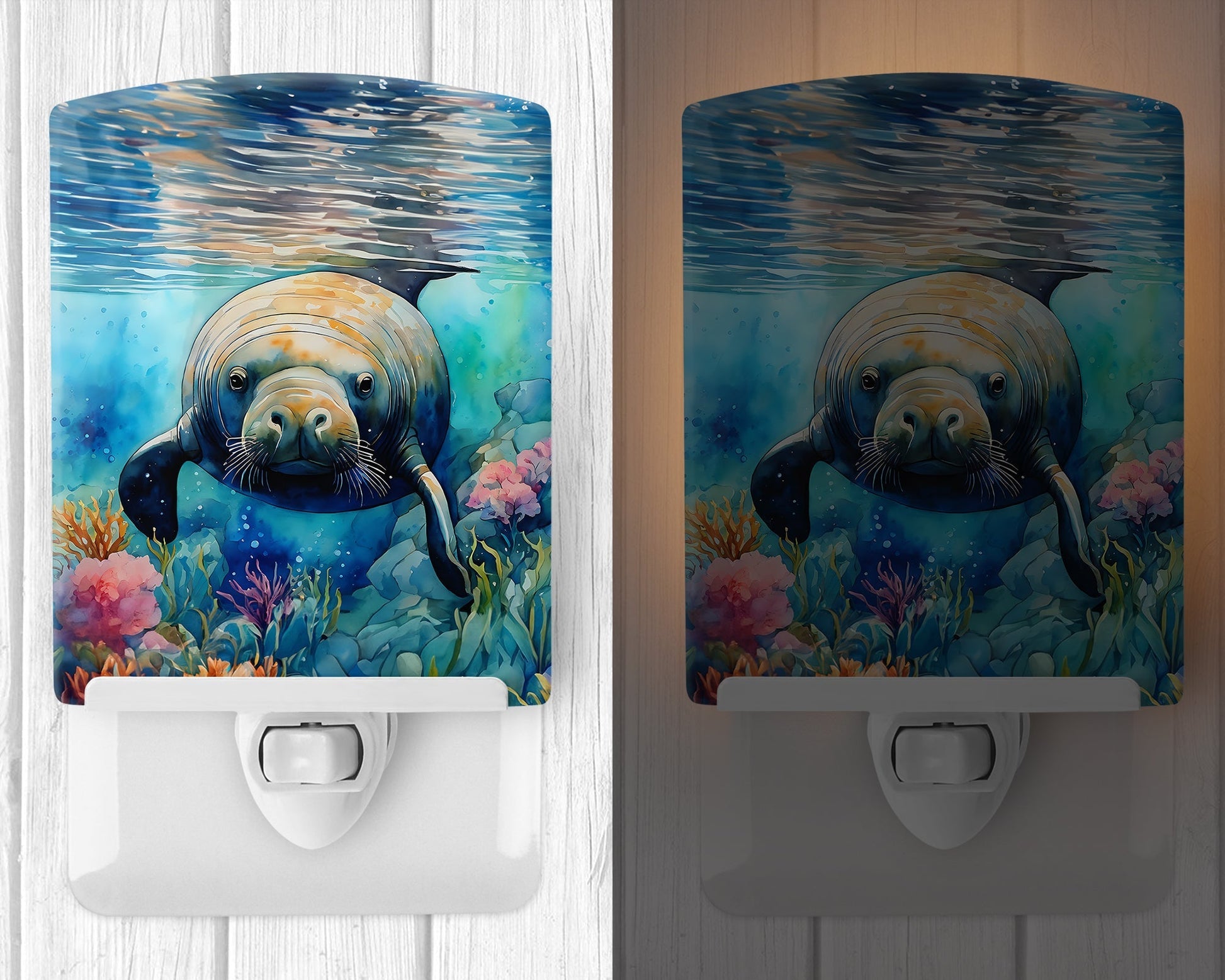Manatee Ceramic Night Light - One Color / One Size - Home & Garden - Home Improvement - Lights & Lighting - Night Lights