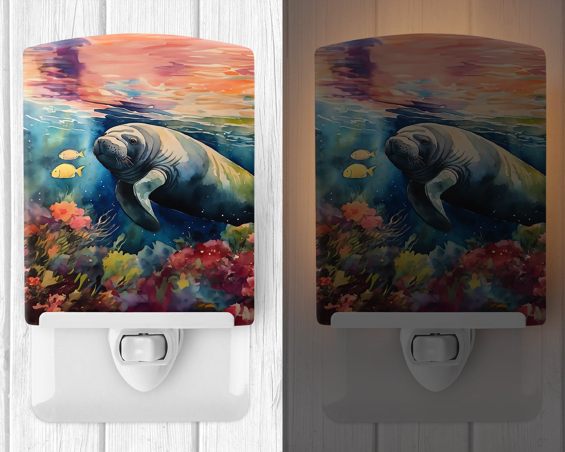 Manatee Ceramic Night Light - One Color / One Size - Home & Garden - Home Improvement - Lights & Lighting - Night Lights