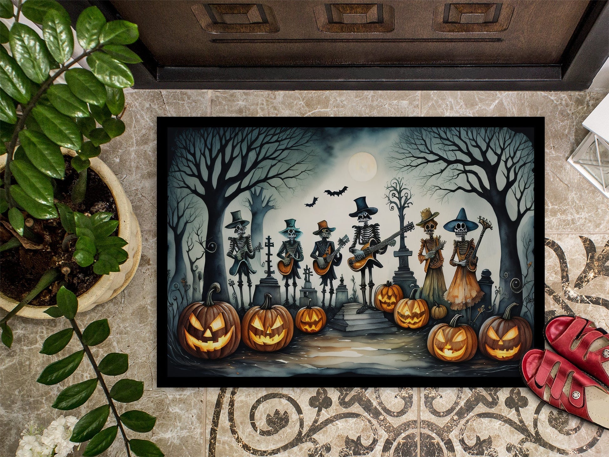 Mariachi Skeleton Band Spooky Halloween Doormat - One Color / One Size - Home & Garden - Home Textile - Carpets & Rugs