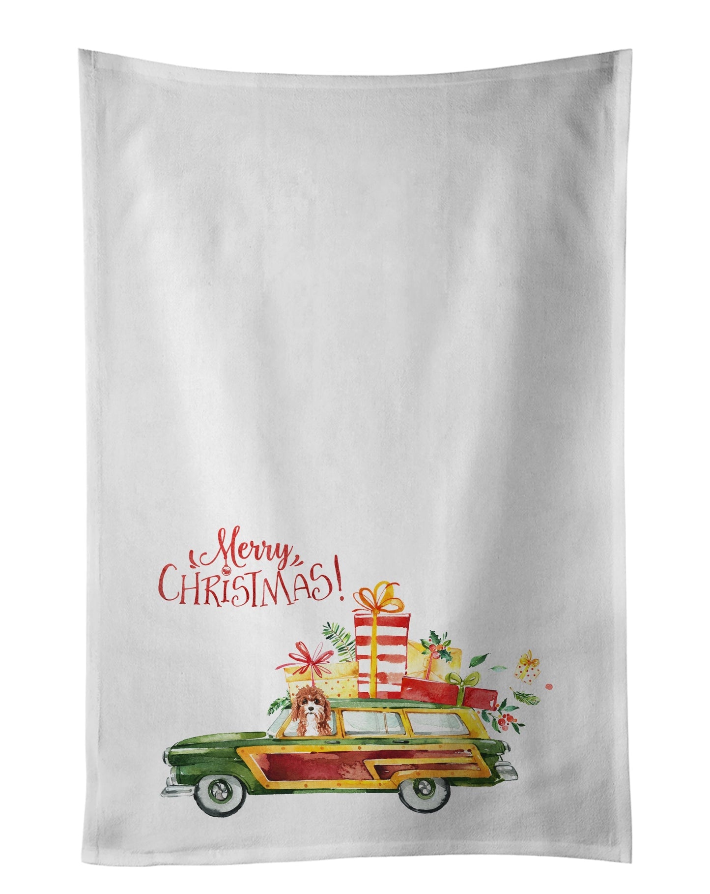 Merry Christmas Cavapoo Kitchen Towel Set of 2 - One Color / One Size - Home & Garden - Home Textile - Towels