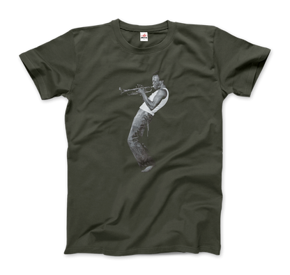 Miles Davis Playing His Trumpet Artwork T-Shirt - Men / Navy / Small - Men’s Fashion - Men’s Clothing - Shirts - Short