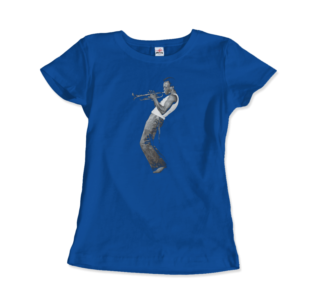 Miles Davis Playing His Trumpet Artwork T-Shirt - Women / City Green / Small - Men’s Fashion - Men’s Clothing - Shirts