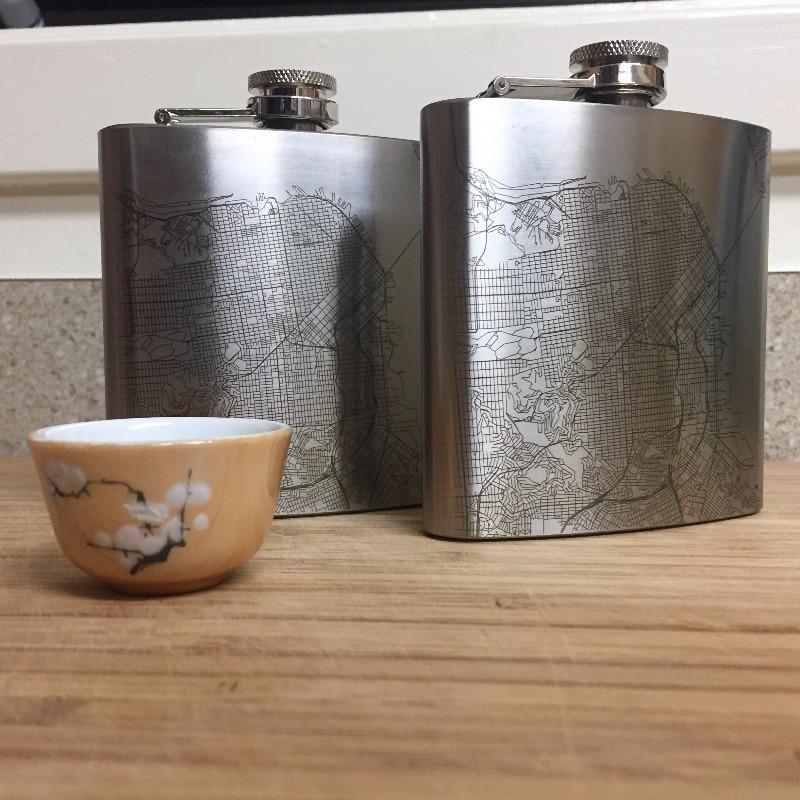 Mount Hood - Oregon Map Hip Flask - Drinkware