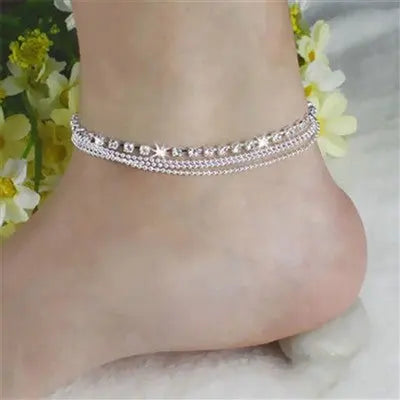 Multi Row Crystal Chain Anklet Ankle Bracelet - One Color / One Size - Jewelry & Accessories - Bracelets & Bangles