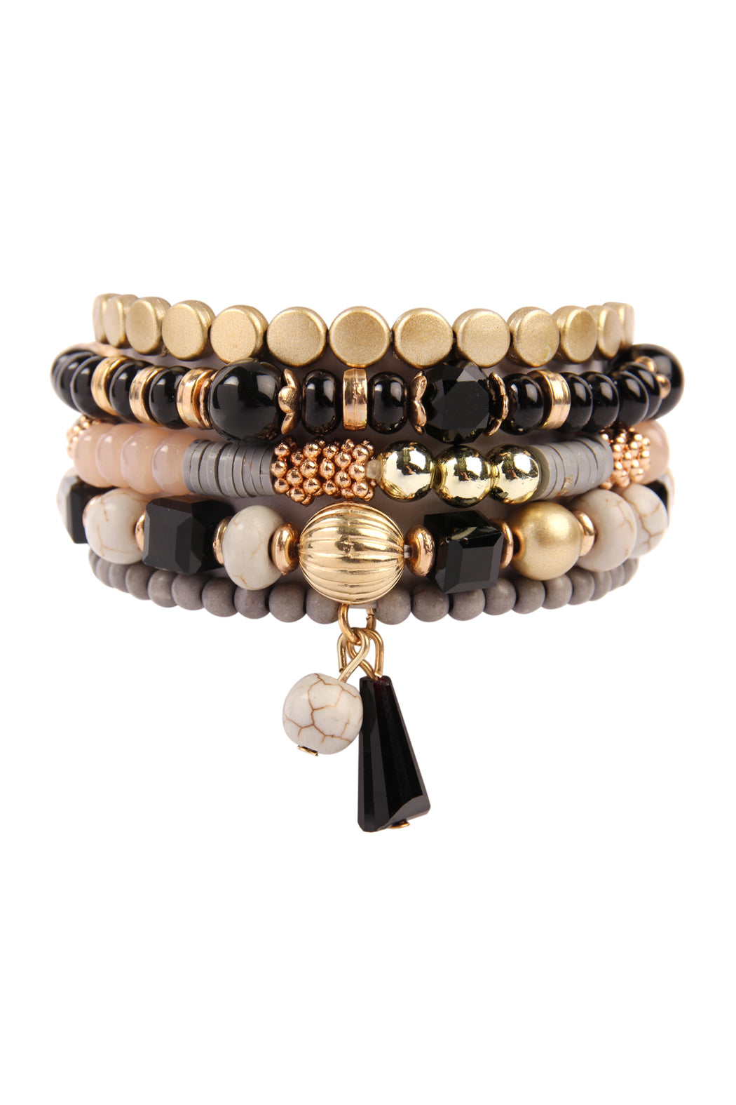 Multibeads Stretch Bracelet - BLACK - Jewelry & Accessories - Bracelets & Bangles - Charm Bracelets