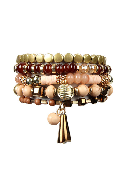 Multibeads Stretch Bracelet - BROWN - Jewelry & Accessories - Bracelets & Bangles - Charm Bracelets