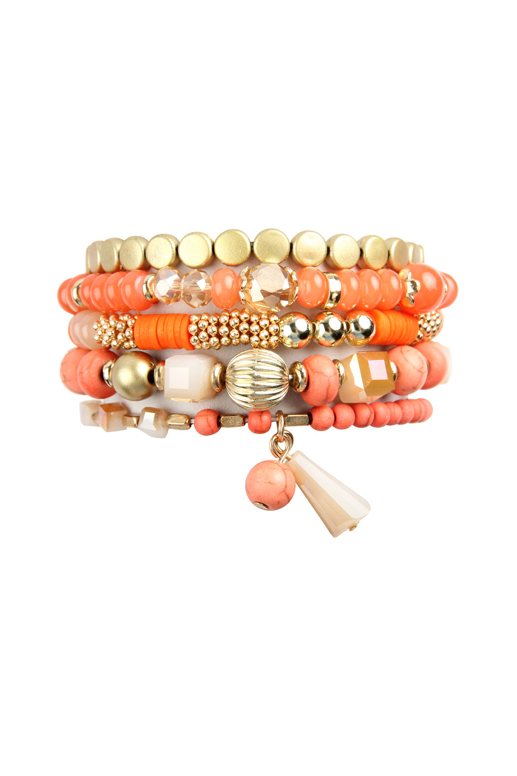 Multibeads Stretch Bracelet - CORAL - Jewelry & Accessories - Bracelets & Bangles - Charm Bracelets