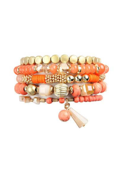 Multibeads Stretch Bracelet - CORAL - Jewelry & Accessories - Bracelets & Bangles - Charm Bracelets