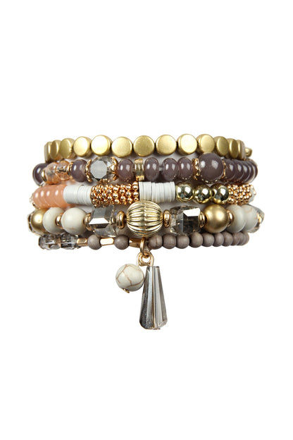 Multibeads Stretch Bracelet - GRAY - Jewelry & Accessories - Bracelets & Bangles - Charm Bracelets