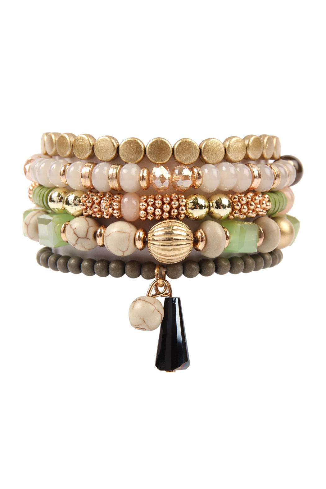 Multibeads Stretch Bracelet - GREEN - Jewelry & Accessories - Bracelets & Bangles - Charm Bracelets