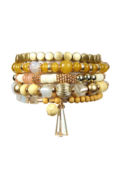 Multibeads Stretch Bracelet - MUSTARD - Jewelry & Accessories - Bracelets & Bangles - Charm Bracelets