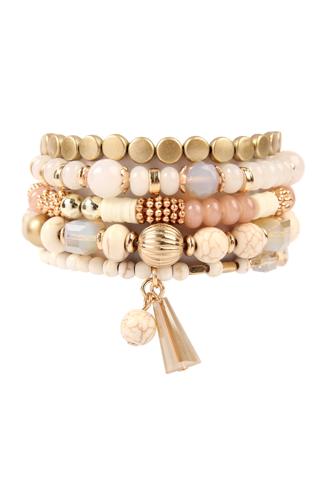 Multibeads Stretch Bracelet - NATURAL - Jewelry & Accessories - Bracelets & Bangles - Charm Bracelets