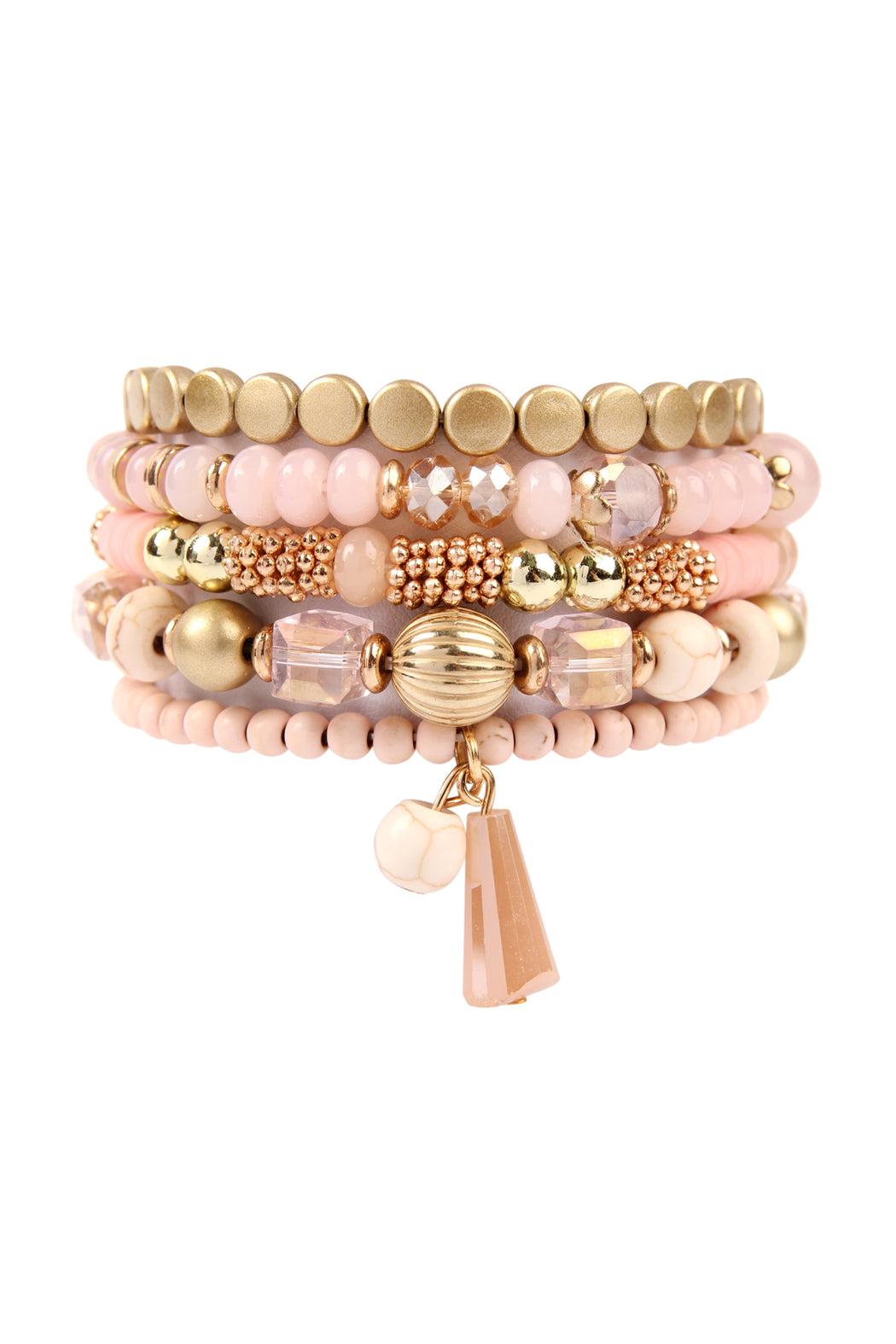 Multibeads Stretch Bracelet - PINK - Jewelry & Accessories - Bracelets & Bangles - Charm Bracelets