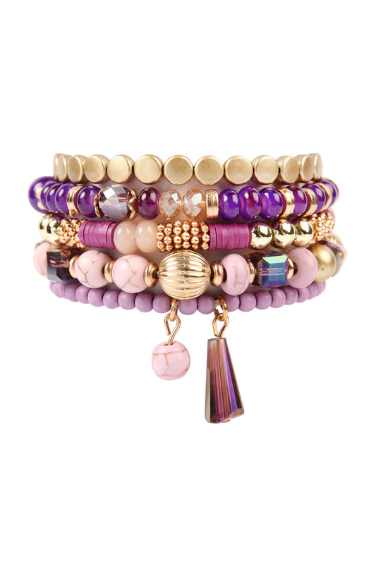 Multibeads Stretch Bracelet - PURPLE - Jewelry & Accessories - Bracelets & Bangles - Charm Bracelets