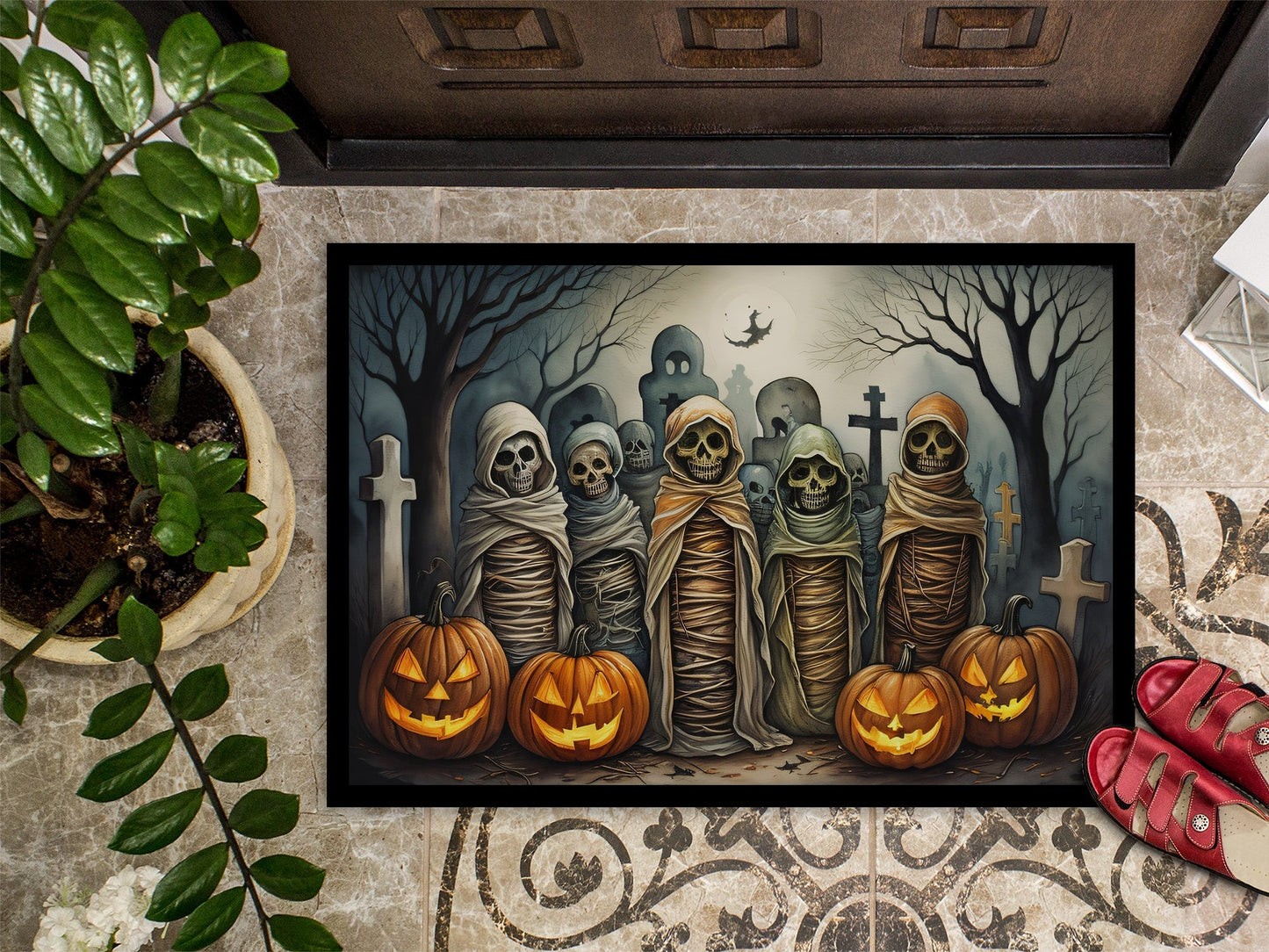 Mummies Spooky Halloween Doormat - One Color / One Size - Home & Garden - Home Textile - Carpets & Rugs