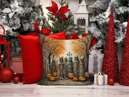 Mummies Spooky Halloween Throw Pillow - One Color / One Size - Home & Garden - Home Textile - Pillows