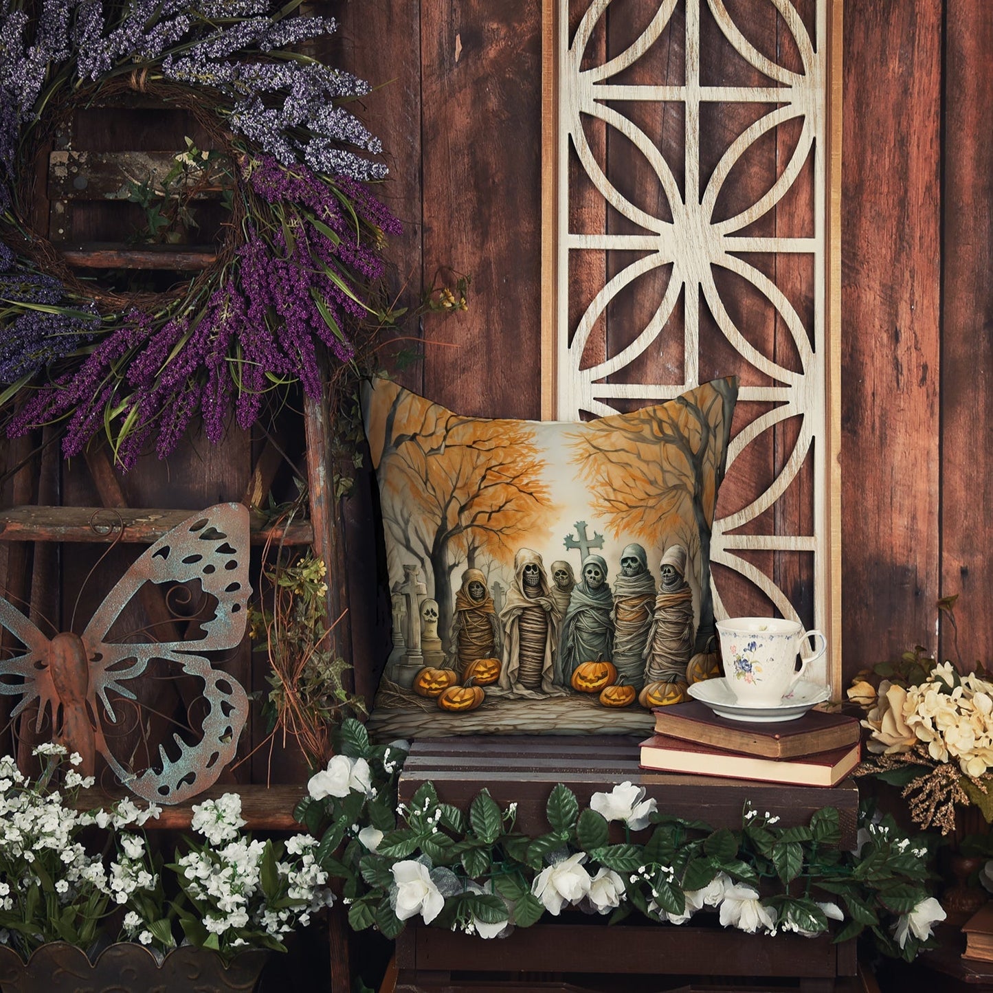 Mummies Spooky Halloween Throw Pillow - One Color / One Size - Home & Garden - Home Textile - Pillows