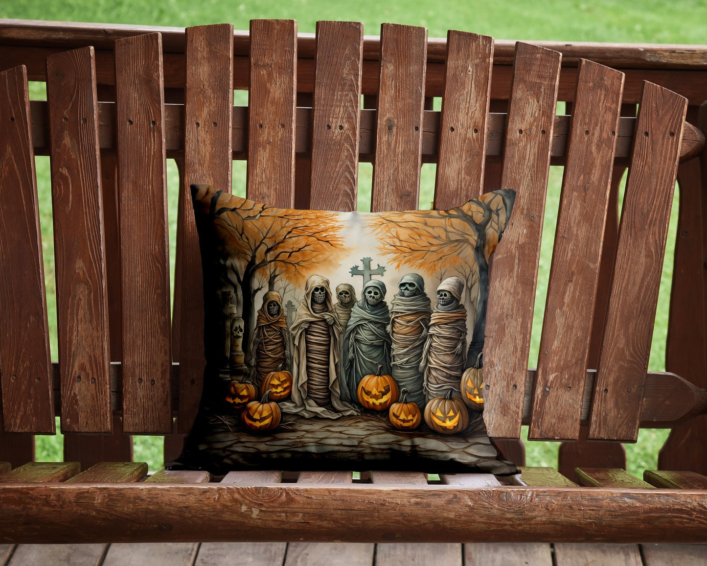 Mummies Spooky Halloween Throw Pillow - One Color / One Size - Home & Garden - Home Textile - Pillows