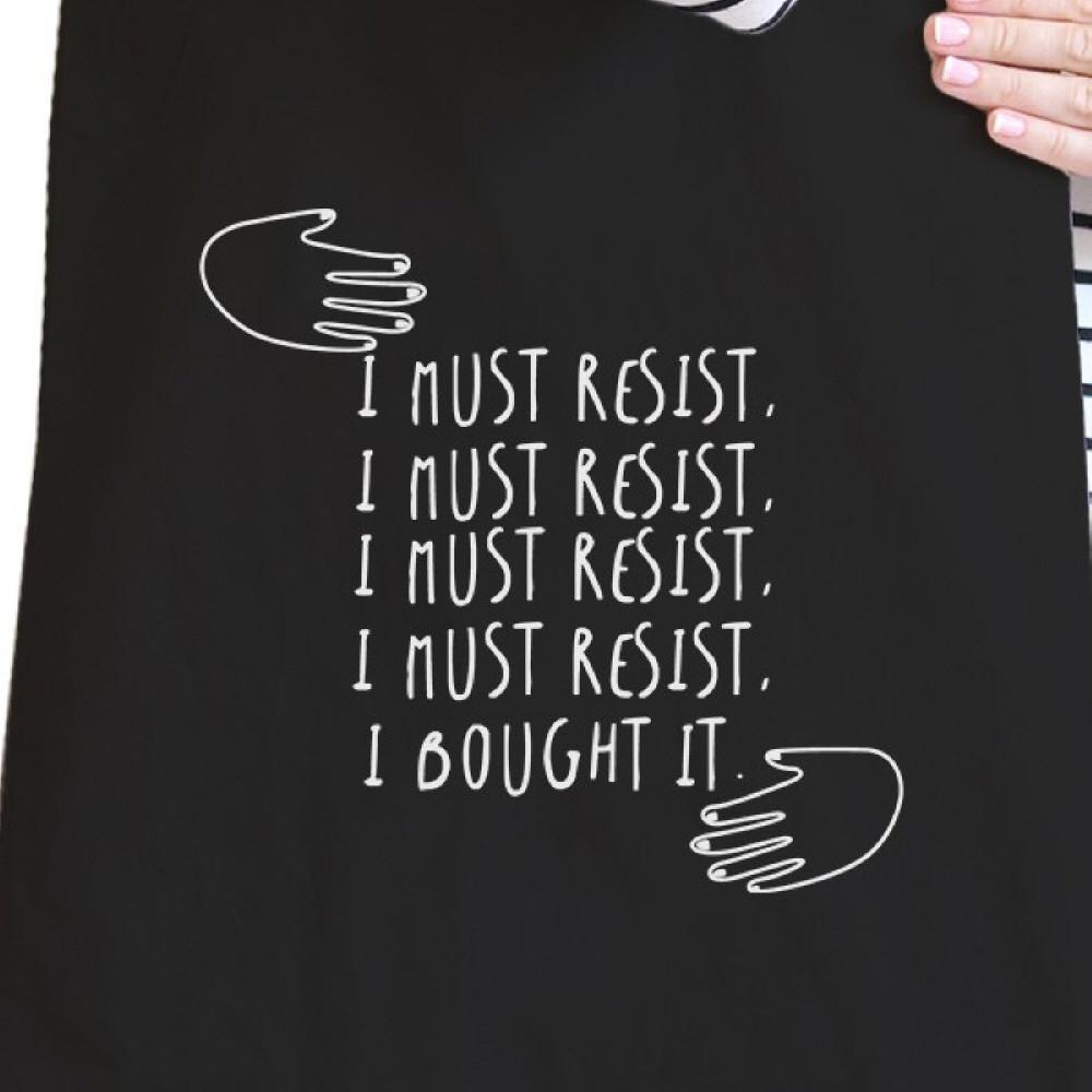 Must Resist Black Canvas Bag Best Friend Birthday Gift Tote Bags - One Color / One Size - Bags & Luggage - Women’s Bags
