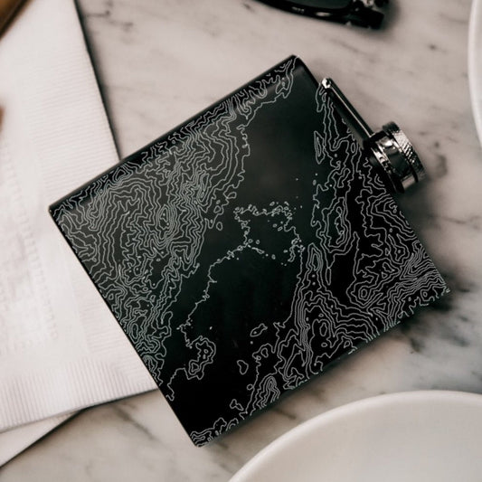 Napa Valley - California Engraved Topographic Map Hip Flask in Matte - Drinkware