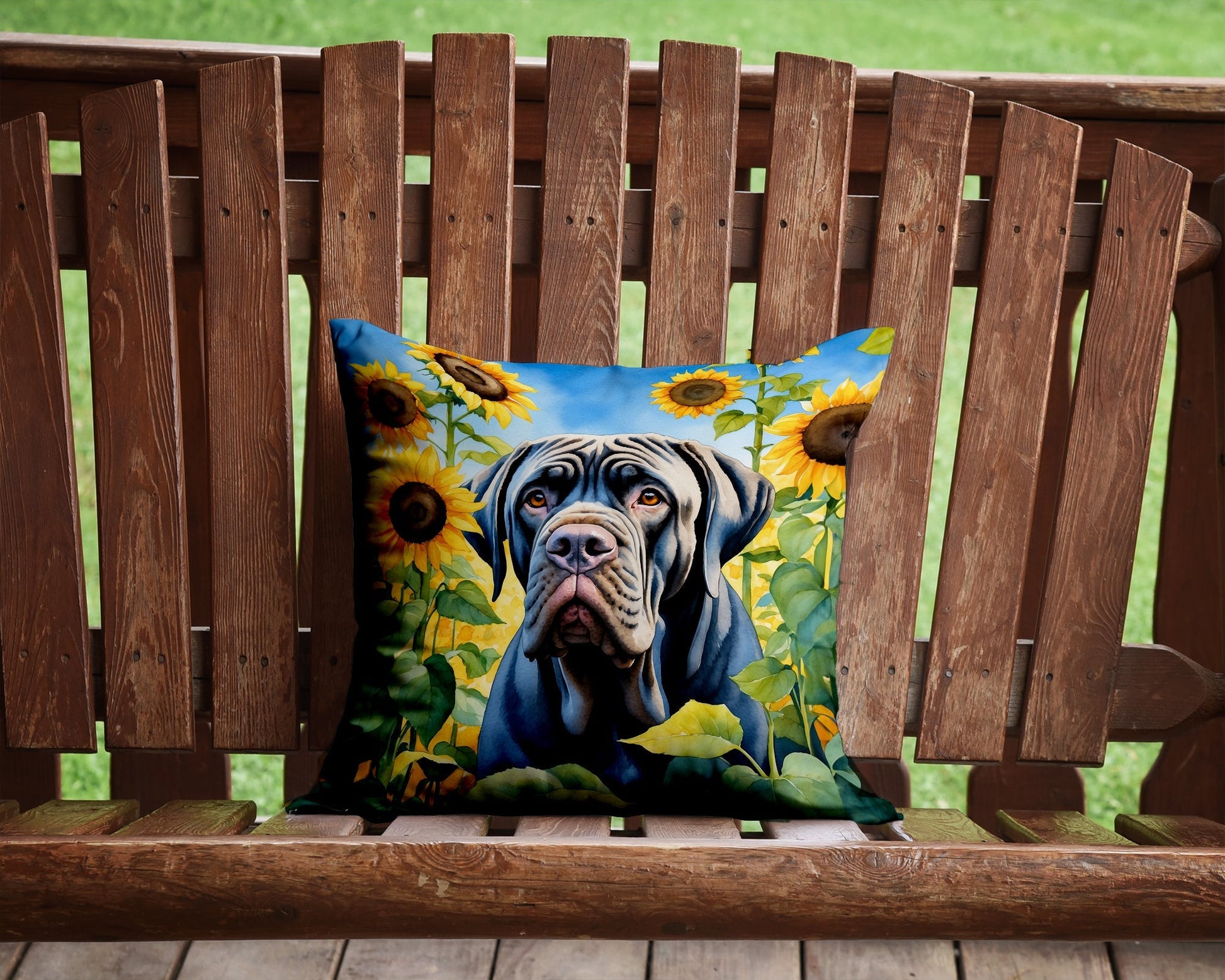 Neapolitan Mastiff in Sunflowers Throw Pillow - One Color / One Size - Home & Garden - Home Textile - Pillows