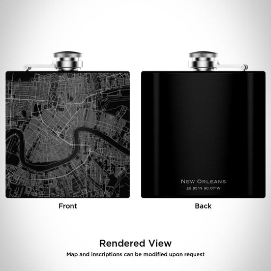 New Orleans - Louisiana Map Hip Flask in Matte Black - Drinkware
