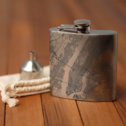 New York - New York Map Hip Flask - Drinkware