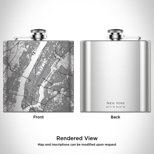 New York - New York Map Hip Flask - Drinkware