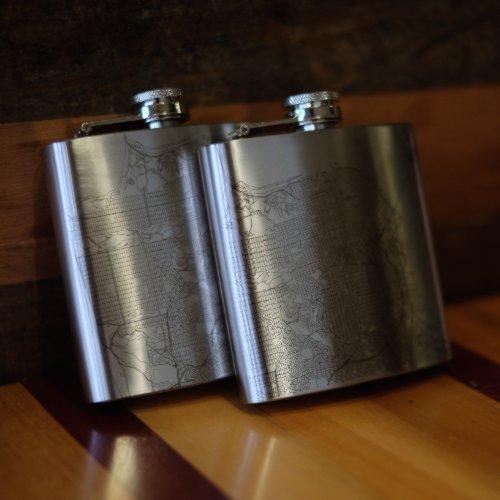 New York - New York Map Hip Flask - Drinkware